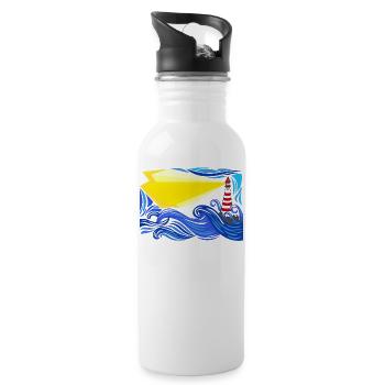 mer dans la tempête avec le phare - Gourde avec paille intégrée - blanc - Droite