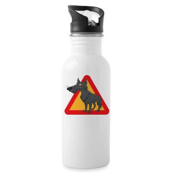 Wolf - Trinkflasche mit integriertem Trinkhalm - Weiß - Rechts