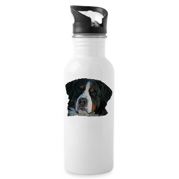 Hund,Hunde,Hundekopf,Hundegesicht,Hunderasse, - Trinkflasche mit integriertem Trinkhalm - Weiß - Rechts