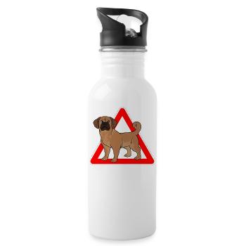 Puggle Beagle Mops Hund - Trinkflasche mit integriertem Trinkhalm - Weiß - Rechts