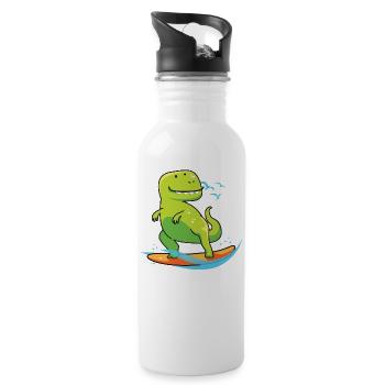 Surfing Dinousaur Holiday Shirt Geschenk - Trinkflasche mit integriertem Trinkhalm - Weiß - Rechts