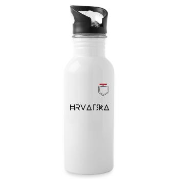 Hrvatska Croatia Croatia Black Flag Gift - Water bottle with straw - white - Right
