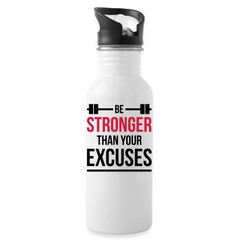 Be stronger than your excuses Fitness black - Water bottle with straw - white - Right