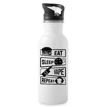 Eat Sleep Vape Repeat - Vaping Vapor Subohm Liquid - Water bottle with straw - white - Right