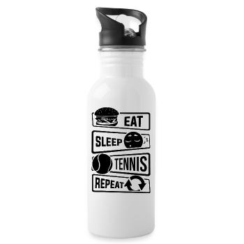 Eat Sleep Tennis Repeat - Racquets Ball Sports - Water bottle with straw - white - Right