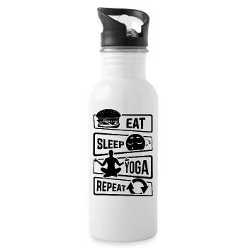 Eat Sleep Yoga Repeat - Meditation Yoga Yogi Spirit - Water bottle with straw - white - Right