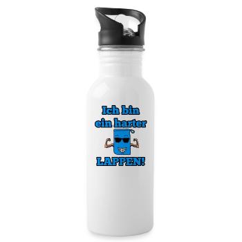 "Ich bin ein harter Lappen" Tshirt - Geschenkidee - Trinkflasche mit integriertem Trinkhalm - Weiß - Rechts