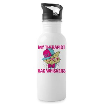 Funny My Therapist has whiskers poison - Water bottle with straw - white - Right