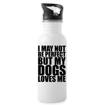HUNDE LIEBEN MICH- Lustiges Hunde Sprüche Geschenk - Trinkflasche mit integriertem Trinkhalm - Weiß - Rechts