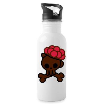 Totenkopf mit Bollenhut - Trinkflasche mit integriertem Trinkhalm - Weiß - Rechts