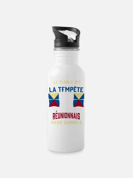 Réunionnais Tempête - Gourde avec paille intégrée - blanc