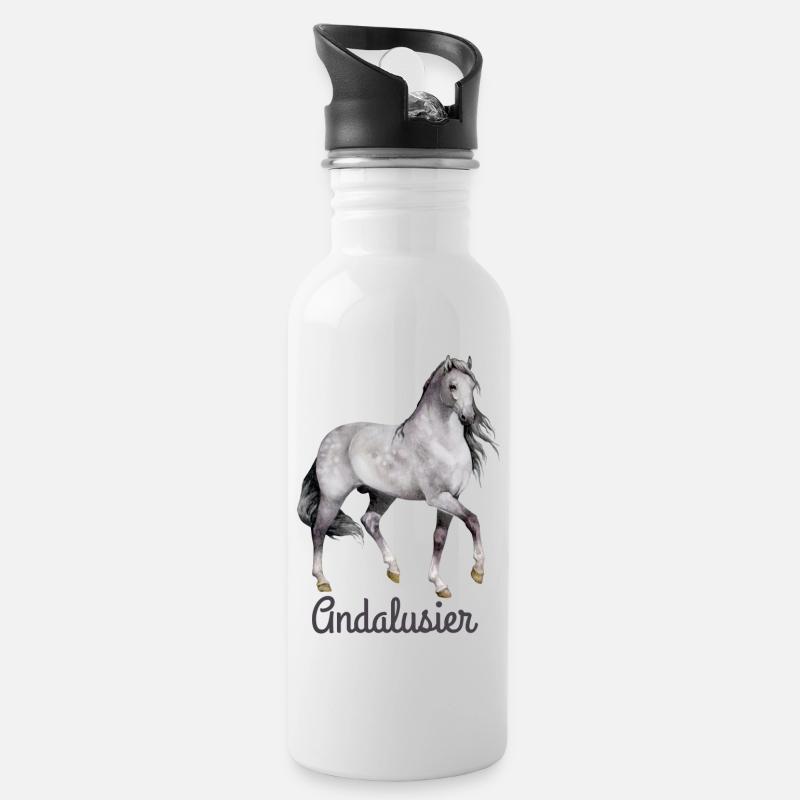 Andalusier - Trinkflasche mit integriertem Trinkhalm - Weiß