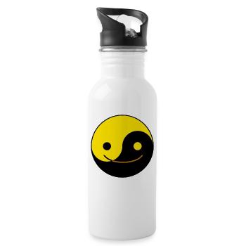 Yin Yang Chinois Tai Chi Symbole Jaune Emoji Visage - Gourde avec paille intégrée - blanc - Droite