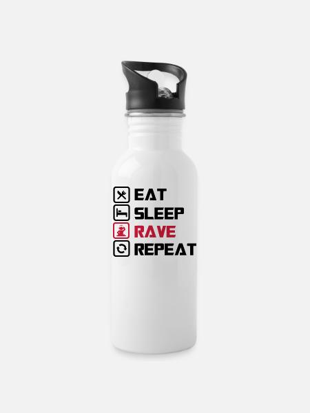 sleep Rave repeat - Water bottle with straw - white