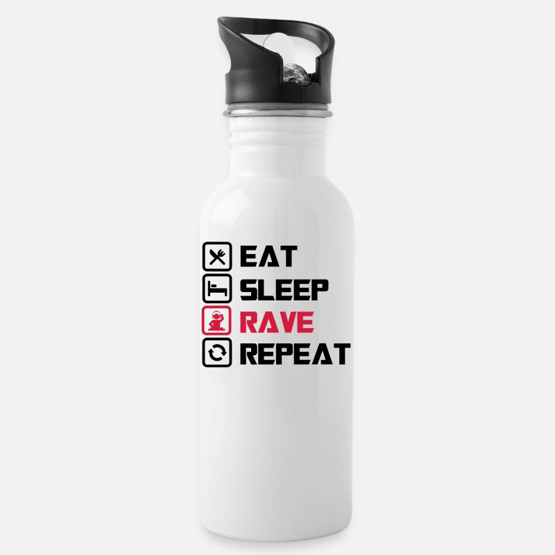 sleep Rave repeat - Water bottle with straw - white