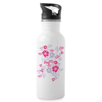 hawaii flower - Water bottle with straw - white - Right