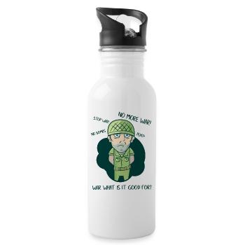 No More War! - Water bottle with straw - white - Right