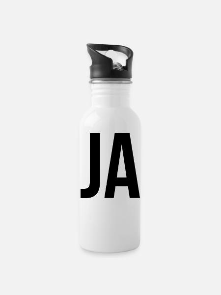 Ja - Trinkflasche mit integriertem Trinkhalm - Weiß