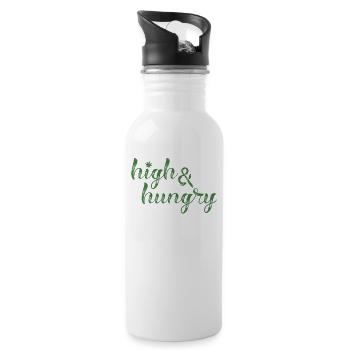high and hungry hanf jamaika mariuhana chillen kif - Trinkflasche mit integriertem Trinkhalm - Weiß - Rechts