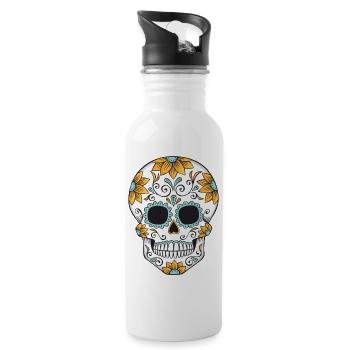 SUCRE SKULL 03 - Gourde avec paille intégrée - blanc - Droite