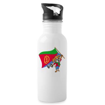 Eritrea Fan Hund - Trinkflasche mit integriertem Trinkhalm - Weiß - Rechts