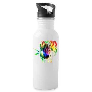 Wolf Splash Modern - Trinkflasche mit integriertem Trinkhalm - Weiß - Rechts