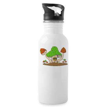 pilz party - Trinkflasche mit integriertem Trinkhalm - Weiß - Rechts