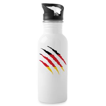 Deutschland WM Fußball Nationalmannschaft Geschenk - Trinkflasche mit integriertem Trinkhalm - Weiß - Rechts