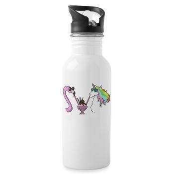 Flamingo licorne crème glacée tasse cadeau été crème glacée - Gourde avec paille intégrée - blanc - Droite