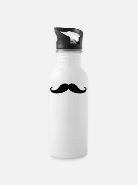 moustache - Gourde avec paille intégrée - blanc