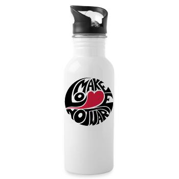 Make Love Not War - Trinkflasche mit integriertem Trinkhalm - Weiß - Rechts