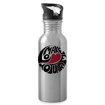 Make Love Not War - Water bottle with straw - silver - Right