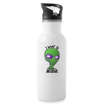 Believe in Aliens ? - Trinkflasche mit integriertem Trinkhalm - Weiß - Rechts