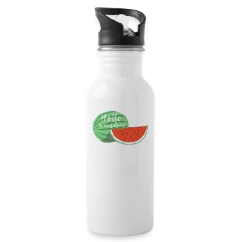 HELLO SUMMER - Water bottle with straw - white - Right