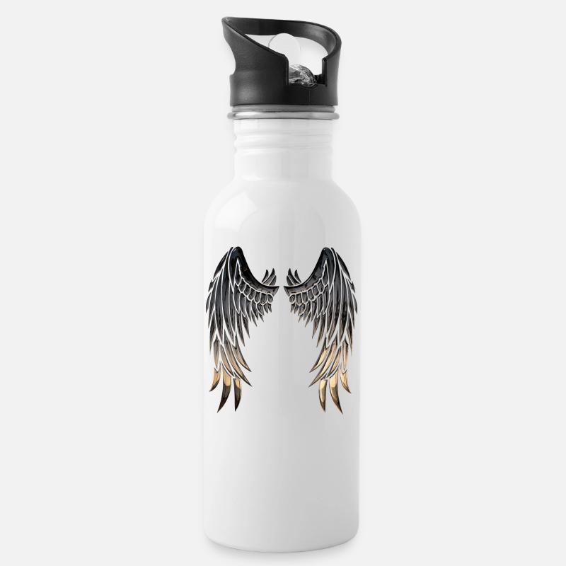 Wings Flügel - Trinkflasche mit integriertem Trinkhalm - Weiß