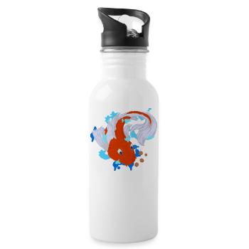 Koi Karpfen - Trinkflasche mit integriertem Trinkhalm - Weiß - Rechts