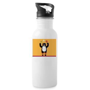 Funny teddy bear yellow black - Water bottle with straw - white - Right