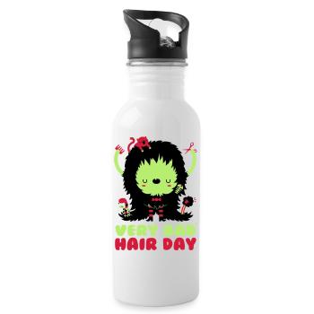 bad_hair_day - Trinkflasche mit integriertem Trinkhalm - Weiß - Rechts