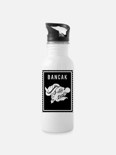 Bancak - Wayang - Water bottle with straw - white