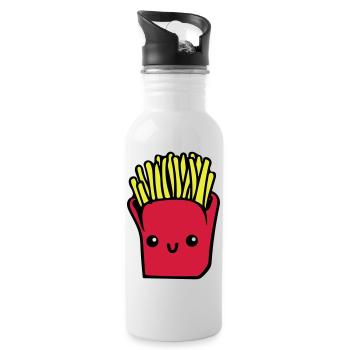 Pommes Frittes - Trinkflasche mit integriertem Trinkhalm - Weiß - Rechts