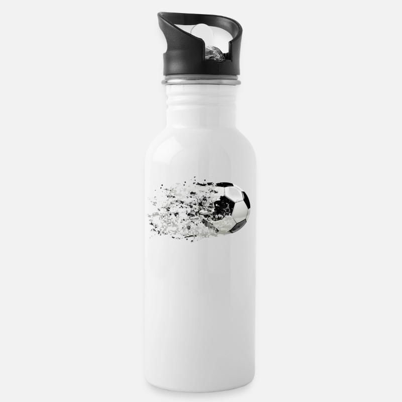 51 Fußball Ball fliegt Spritzer Splash Farbkleckse - Trinkflasche mit integriertem Trinkhalm - Weiß