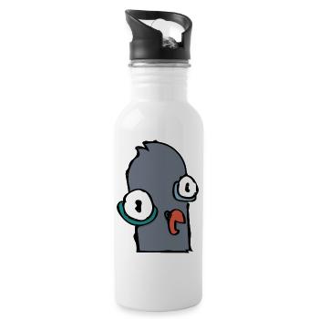 Glückliche Taube - Trinkflasche mit integriertem Trinkhalm - Weiß - Rechts