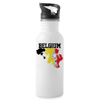 Belgien Fußballer - Trinkflasche mit integriertem Trinkhalm - Weiß - Rechts