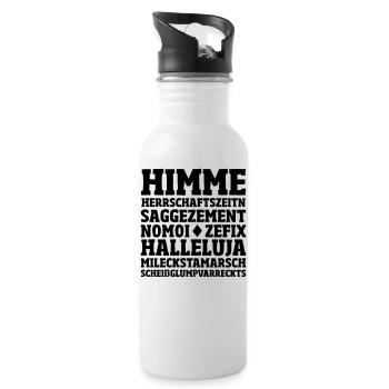Fluch auf bayerisch Geschenk - Trinkflasche mit integriertem Trinkhalm - Weiß - Rechts