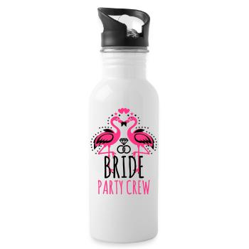 Bride Braut Party Crew JGA Flamingos Eheringe 103 - Trinkflasche mit integriertem Trinkhalm - Weiß - Rechts