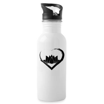 Coeur noir Lotus - Gourde avec paille intégrée - blanc - Droite