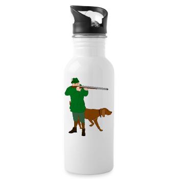 Chasse, chien, chasseur - Gourde avec paille intégrée - blanc - Droite