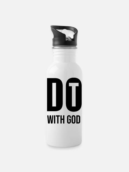 Do it with God - cooles christliches Geschenk - Trinkflasche mit integriertem Trinkhalm - Weiß