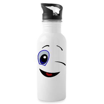 Smiley - Gourde avec paille intégrée - blanc - Droite