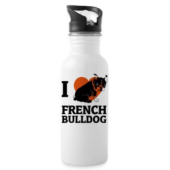 J'adore le bouledogue français - Gourde avec paille intégrée - blanc - Droite